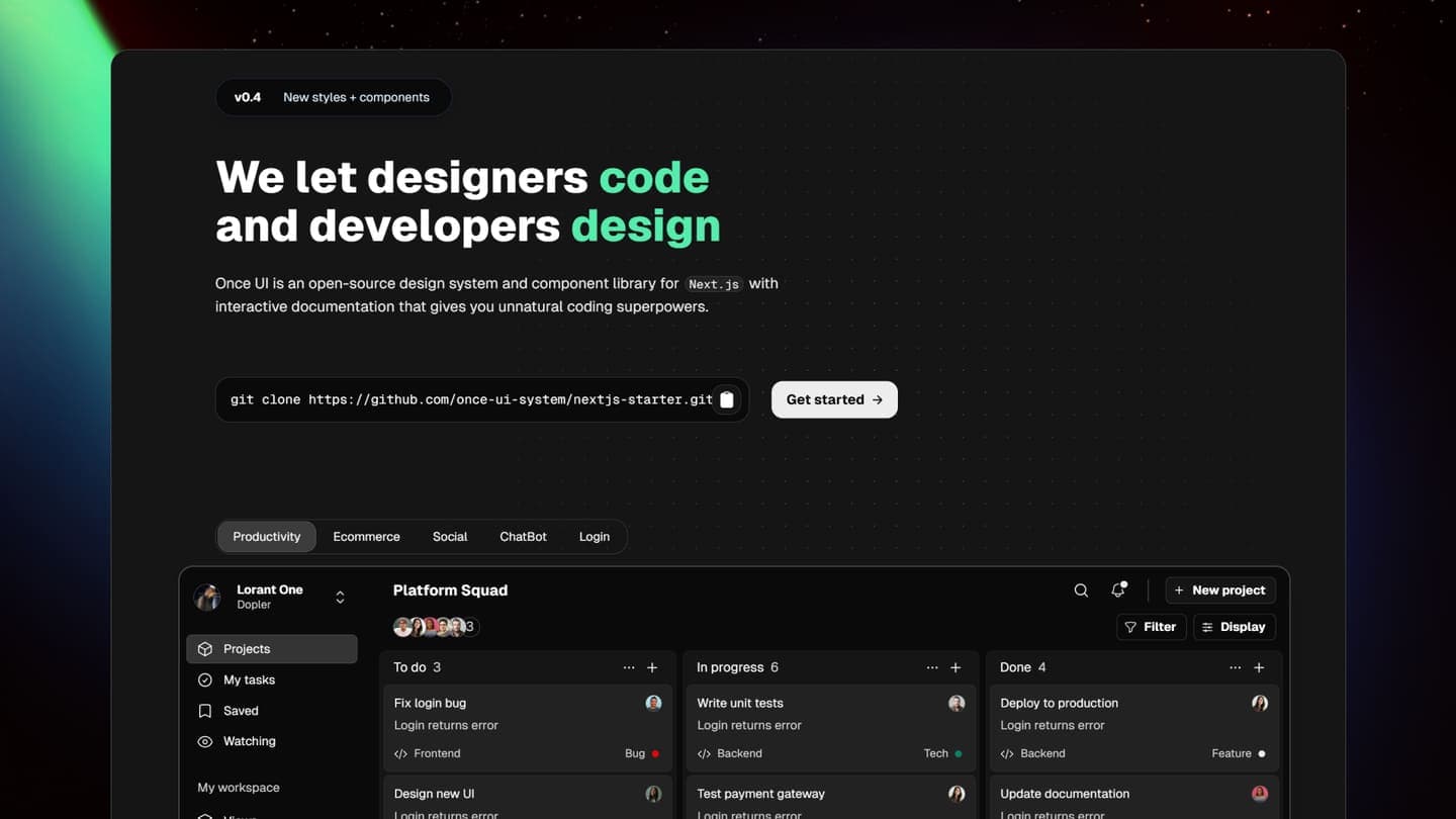 Once UI logo on dark background.